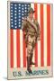 US Marines, Marine in front of Flag with Pistol-null-Mounted Art Print