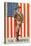 US Marines, Marine in front of Flag with Pistol-null-Stretched Canvas