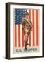 US Marines, Marine in front of Flag with Pistol-null-Framed Art Print