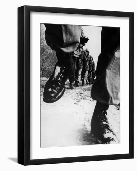 US Marines on 50 Mile Walk, a Challenge Issued in Old Executive Order by President Teddy Roosevelt-Leonard Mccombe-Framed Photographic Print