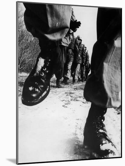 US Marines on 50 Mile Walk, a Challenge Issued in Old Executive Order by President Teddy Roosevelt-Leonard Mccombe-Mounted Photographic Print