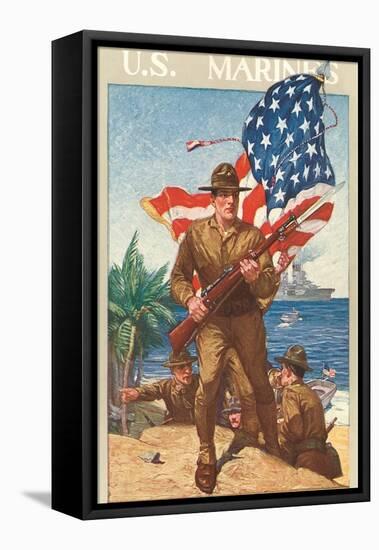 US Marines, On the Beach-null-Framed Stretched Canvas