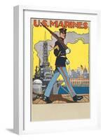 US Marines, Patrolling Dock-null-Framed Art Print