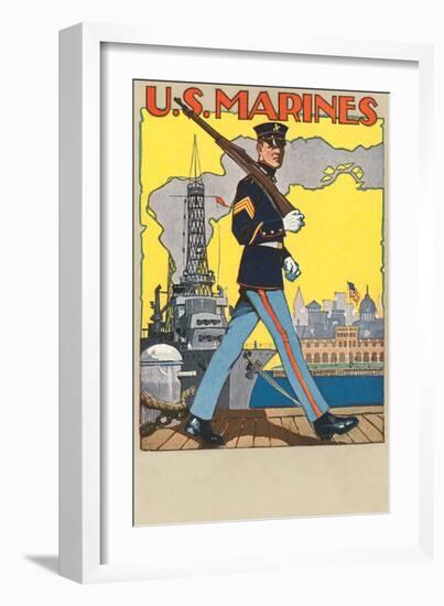 US Marines, Patrolling Dock-null-Framed Art Print