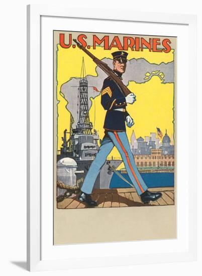 US Marines, Patrolling Dock-null-Framed Art Print