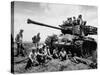 US Marines Relaxing on the Battlefield after Cease-Fire-null-Stretched Canvas