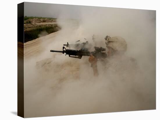 US Marines Return Fire on Taliban Positions Near the Town of Garmser in Afghanistan-null-Stretched Canvas