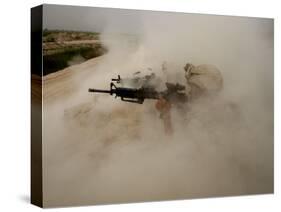 US Marines Return Fire on Taliban Positions Near the Town of Garmser in Afghanistan-null-Stretched Canvas