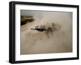 US Marines Return Fire on Taliban Positions Near the Town of Garmser in Afghanistan-null-Framed Photographic Print