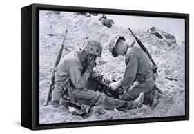 US Marines Set-Up a Field Telephone at Roi-Namur, Marshall Islands, January 1944-null-Framed Stretched Canvas