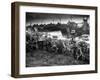 US Marines Unload Equipment and Supplies Onto the Sands of Iwo Jima from Large Coast Guard-null-Framed Photographic Print