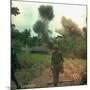 US Marines Walk Away from Blown Up Viet Cong Base, May 1966-null-Mounted Photo