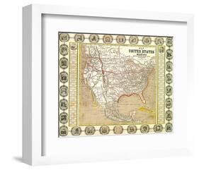 US Mexico Map 1846-null-Framed Art Print