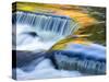 US, Michigan, Upper Peninsula. Reflections on Bond Falls.-Julie Eggers-Stretched Canvas