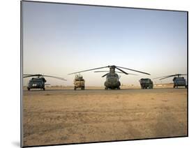 US Military Vehicles and Aircraft Lined Up on the Taxiway at Camp Speicher, Iraq-null-Mounted Premium Photographic Print