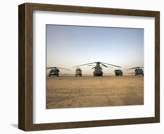 US Military Vehicles and Aircraft Lined Up on the Taxiway at Camp Speicher, Iraq-null-Framed Photographic Print