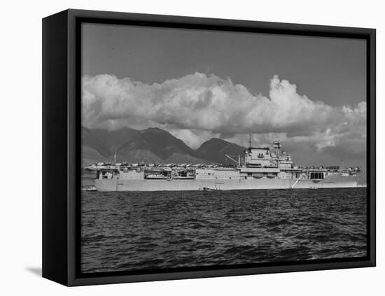 US Navy Aircraft Carrier "Enterprise" During Maneuvers in Hawaii-Carl Mydans-Framed Stretched Canvas