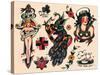 US Navy and Sailor Tattoos, Authentic Vintage Tatooo Flash by Norman Collins, aka, Sailor Jerry-Piddix-Stretched Canvas