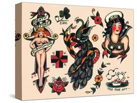 US Navy and Sailor Tattoos, Authentic Vintage Tatooo Flash by Norman Collins, aka, Sailor Jerry-Piddix-Stretched Canvas