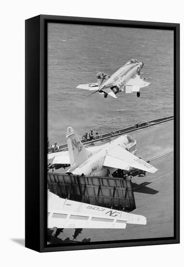 Us Navy Attack Planes are Launched-David Kennerly-Framed Stretched Canvas