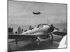 US Navy Bombers Sitting on Deck of Aircraft Carrier-null-Mounted Photographic Print