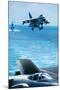 US Navy Corsair Jet Preparing for Landing on Carrier-null-Mounted Photographic Print