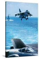 US Navy Corsair Jet Preparing for Landing on Carrier-null-Stretched Canvas