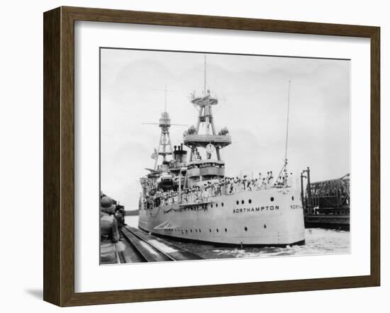 Us Navy Cruiser USS Northampton (Ca-2), Panama Canal, Panama, 1931-null-Framed Photographic Print