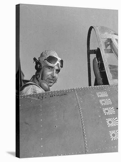 US Navy Flying Ace Lt. Edward H. O'Hare Sitting in His Plane-Ralph Morse-Stretched Canvas