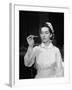 US Navy Nurse in Uniform Reading a Thermometer-null-Framed Photographic Print