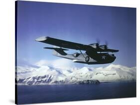 Us Navy Pby Catalina Bomber in Flight-null-Stretched Canvas