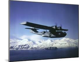 Us Navy Pby Catalina Bomber in Flight-null-Mounted Premium Photographic Print