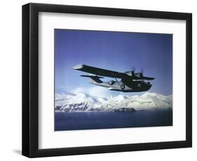 Us Navy Pby Catalina Bomber in Flight-null-Framed Photographic Print