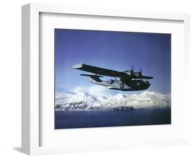 Us Navy Pby Catalina Bomber in Flight-null-Framed Photographic Print