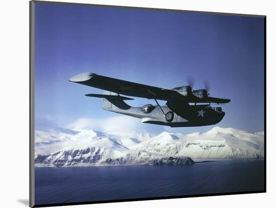 Us Navy Pby Catalina Bomber in Flight-null-Mounted Photographic Print
