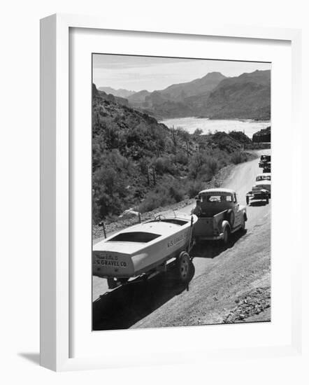 US Navy Personnel and Civilians Go Boating on Canyon Lake-Ed Clark-Framed Photographic Print