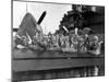 US Navy Pilots Give Grinning Group Portrait Across Tail of F-6F Hellcat on Board USS Lexington-Edward J^ Steichen-Mounted Photographic Print