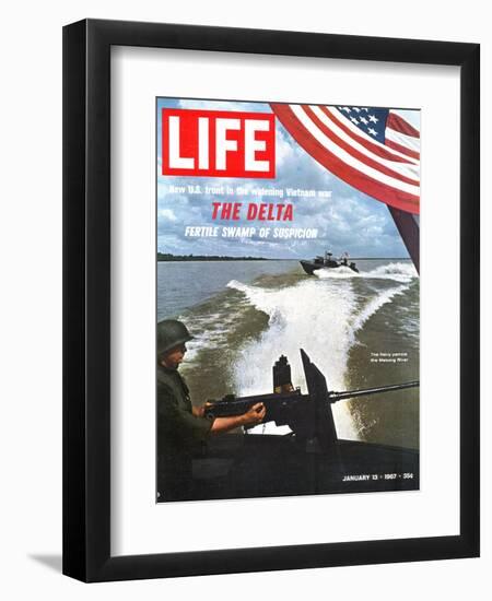 US Navy Presence on Mekong River During Vietnam War, January 13, 1967-Larry Burrows-Framed Photographic Print