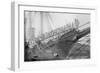 Us Navy Sailors on the Newport Training Ship Lined Up on Bowsprit-null-Framed Art Print