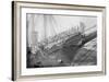 Us Navy Sailors on the Newport Training Ship Lined Up on Bowsprit-null-Framed Art Print