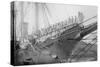 Us Navy Sailors on the Newport Training Ship Lined Up on Bowsprit-null-Stretched Canvas