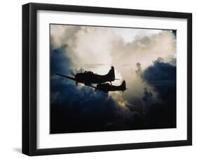 US Navy SBD Dauntless Dive Bombers in Flight-null-Framed Photographic Print