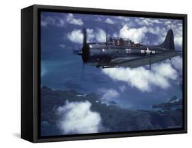 US Navy SBD Dauntless in Flight During Palau Islands Air Raid Attack-J^ R^ Eyerman-Framed Stretched Canvas