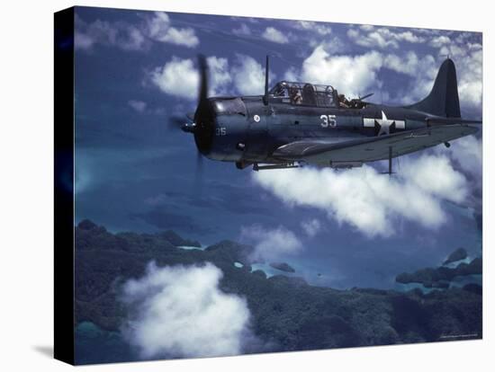 US Navy SBD Dauntless in Flight During Palau Islands Air Raid Attack-J^ R^ Eyerman-Stretched Canvas