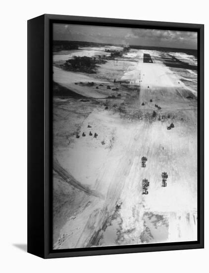 US Navy Seabees Building Runways During Creation of an Air Base-J^ R^ Eyerman-Framed Stretched Canvas