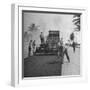 US Navy Seabees Spreading Asphalt During Creation of Air Base-J^ R^ Eyerman-Framed Photographic Print