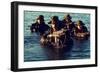 US Navy SEAL Team Emerges from Water During Warfare Training, Dec. 1, 1986-null-Framed Photo