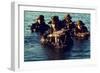 US Navy SEAL Team Emerges from Water During Warfare Training, Dec. 1, 1986-null-Framed Photo