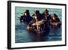 US Navy SEAL Team Emerges from Water During Warfare Training, Dec. 1, 1986-null-Framed Photo