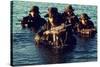 US Navy SEAL Team Emerges from Water During Warfare Training, Dec. 1, 1986-null-Stretched Canvas